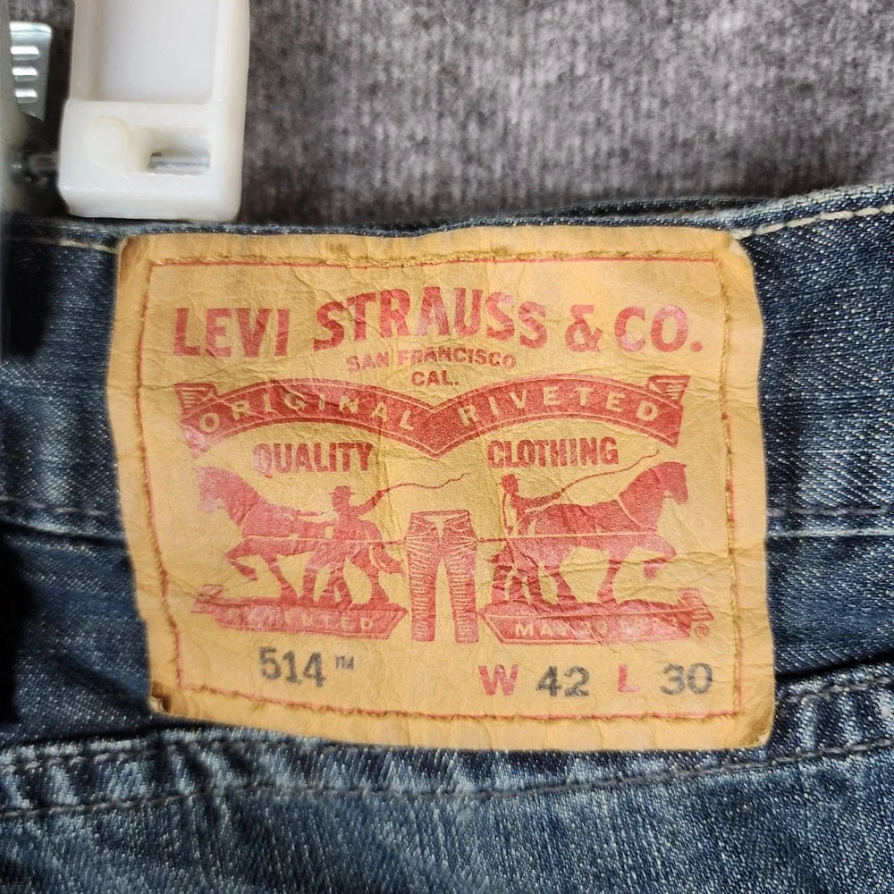 Levi's 514 Straight‎ Fit Jeans Mens 42x30 Blue Medium Wash Denim 00514-0291